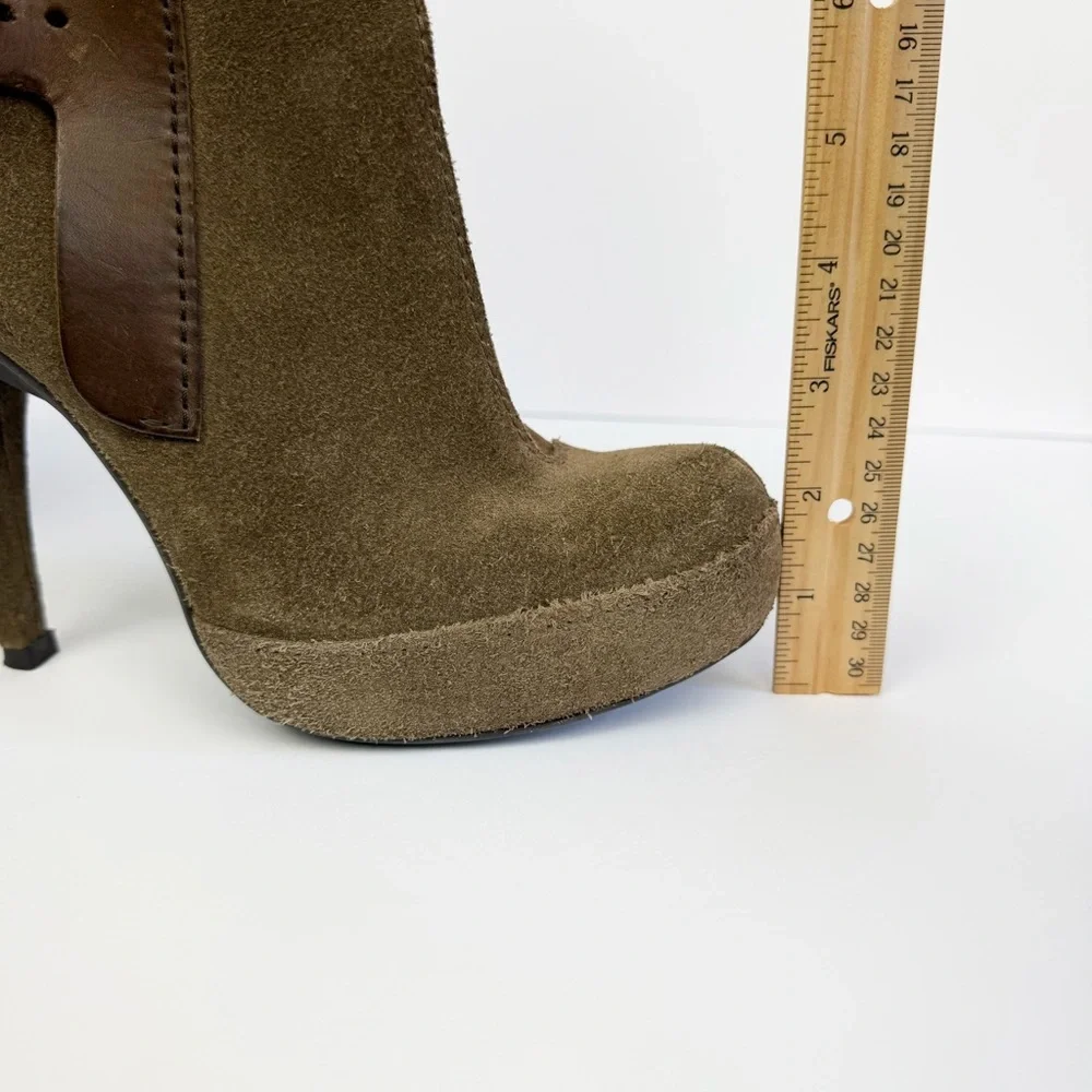Pedro Garcia Charmy Ankle Boots Booties Suede Leather Platform Size 37.5 US 7.5